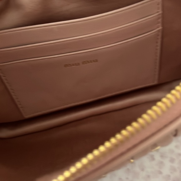 Miu Miu Jewelled Logo Matelasse Crossbody Pink Bag - Picture 9 of 13